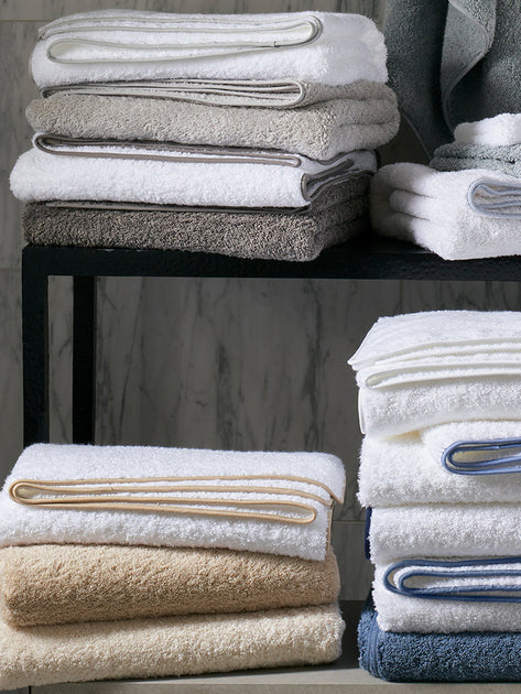 Matouk Cairo Bath Towels (White/Navy)