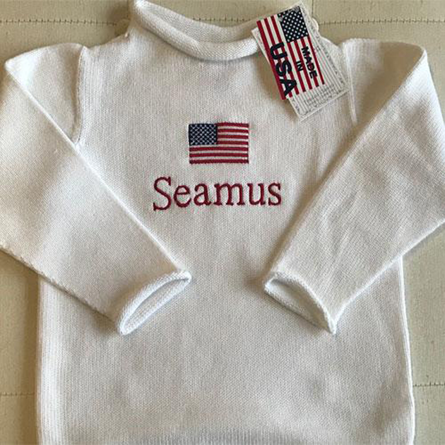 Child's Rollneck Sweater with Button Shoulder and Monogram
