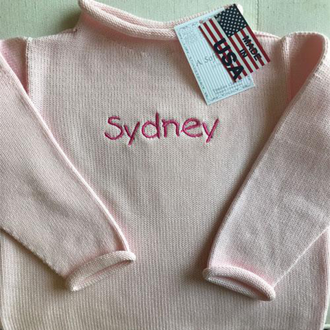 Child's Roll Neck Sweater Monogram Goods Pink
